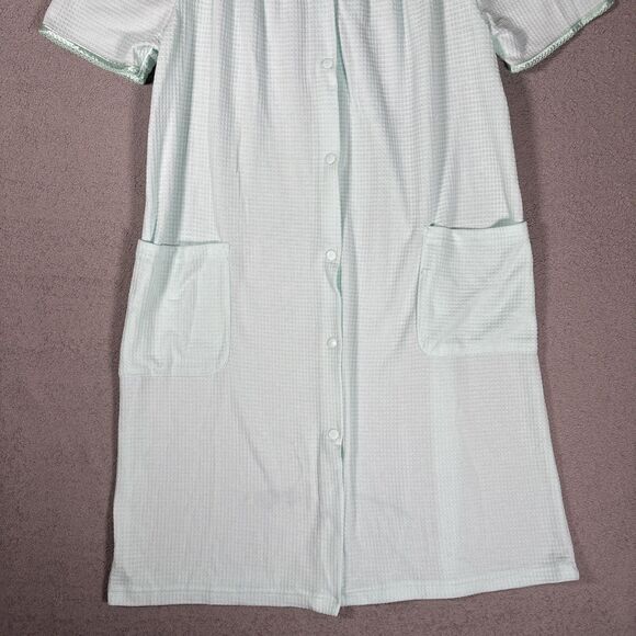 Adonna Sleepwear Nightgown Muumuu Women’s Size M Waffle Knit Teal House Dress - Picture 3 of 14